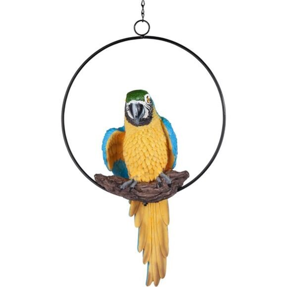 Design Toscano Polly in Paradise Parrot Hanging Bird Ring Perch Indoor/Outdoor - Picture 2 of 7